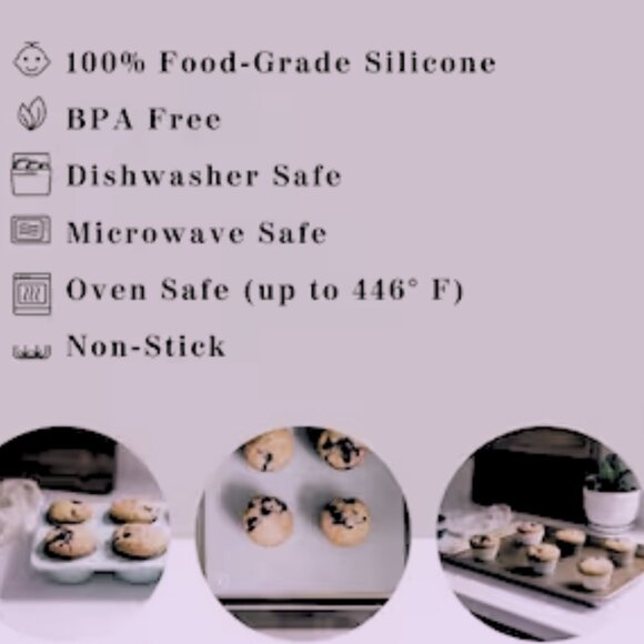 BPA Free Silicone 12 Reusable Food Safe Silicone Muffin Baking Cups (NWT) - Picture 7 of 7